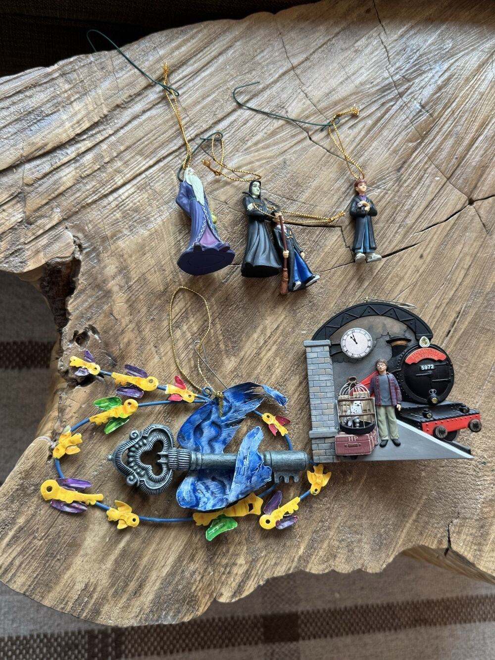 Vintage Harry Potter Christmas Ornament Lot Platform 9 3/4 Flying Key Minis 2000